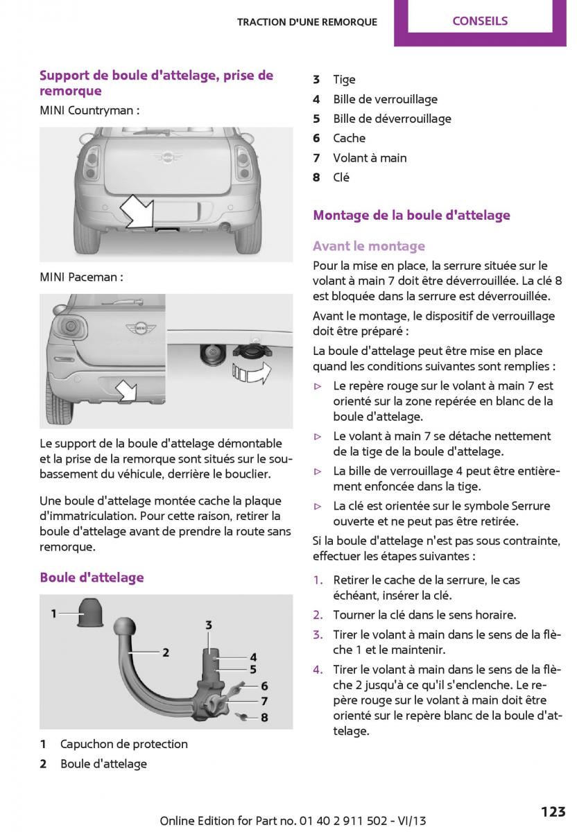 Mini Paceman manuel du proprietaire / page 123