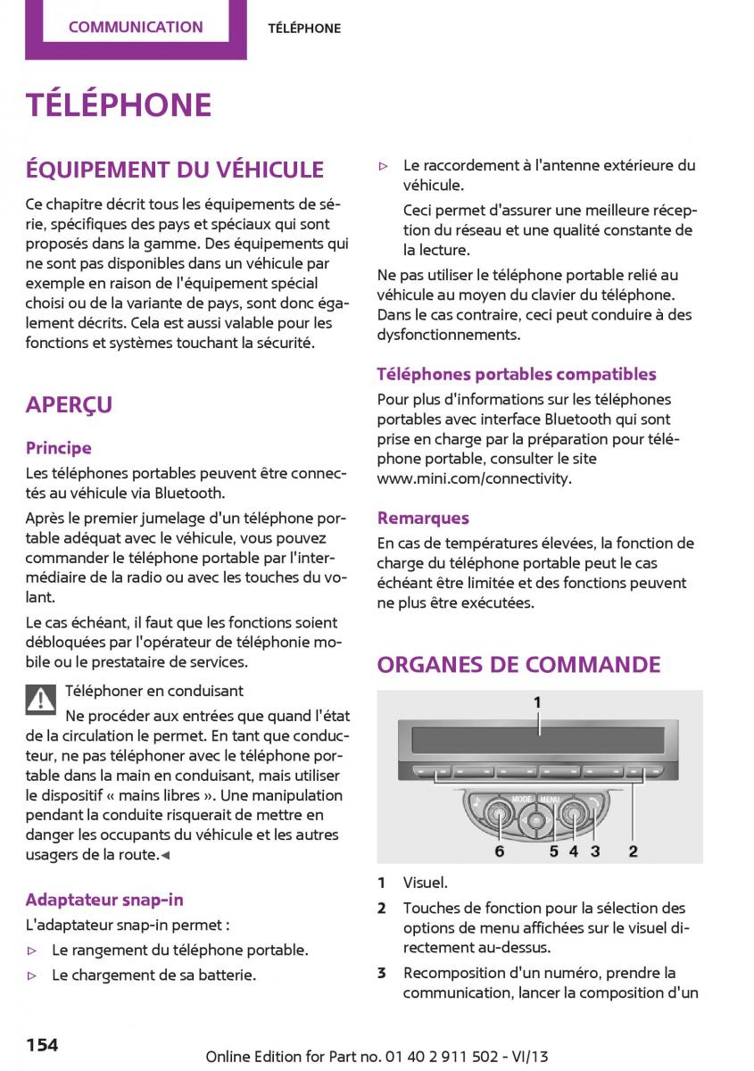 Mini Paceman manuel du proprietaire / page 154