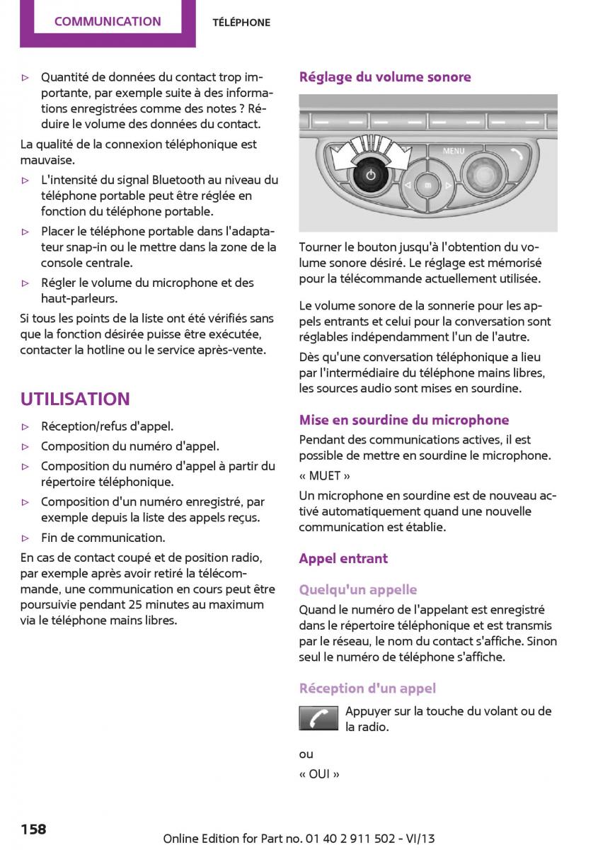 Mini Paceman manuel du proprietaire / page 158