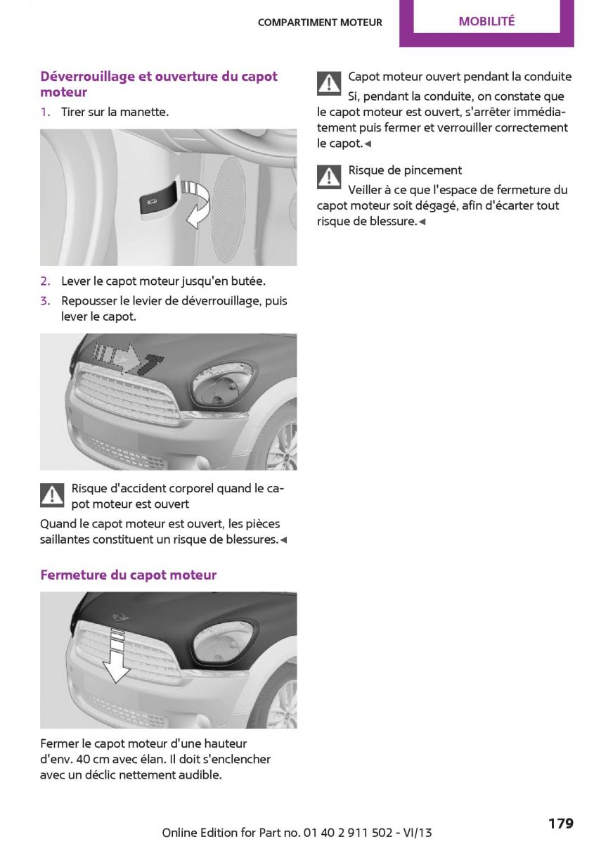 Mini Paceman manuel du proprietaire / page 179