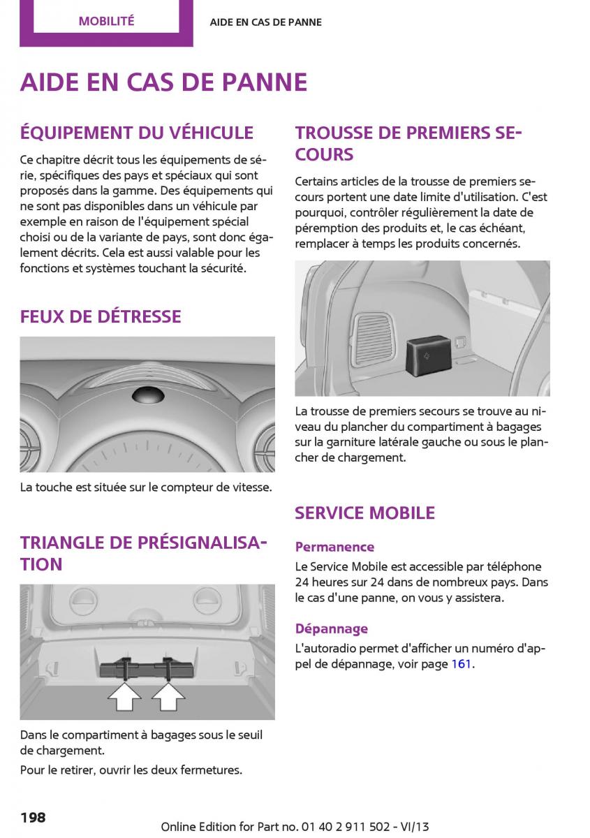 Mini Paceman manuel du proprietaire / page 198