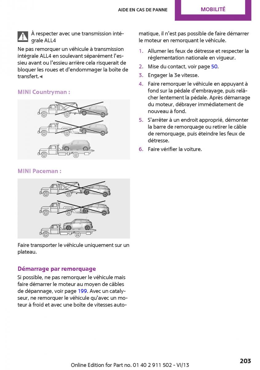 Mini Paceman manuel du proprietaire / page 203