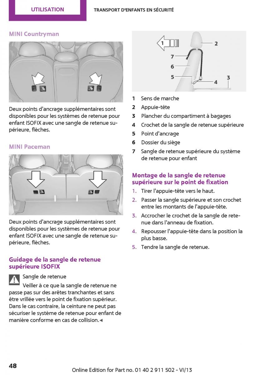 Mini Paceman manuel du proprietaire / page 48