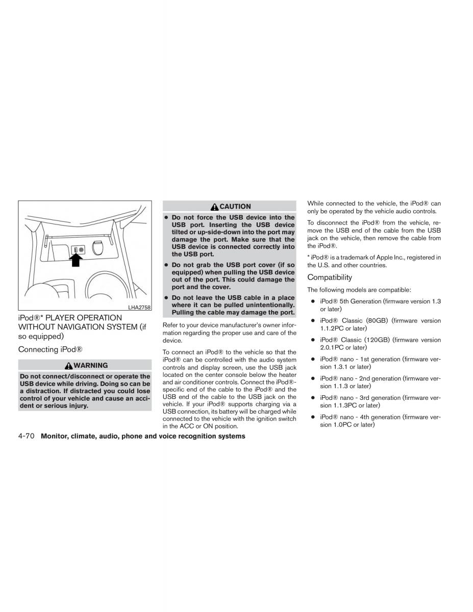 Nissan Altima L33 V 5 owners manual / page 239