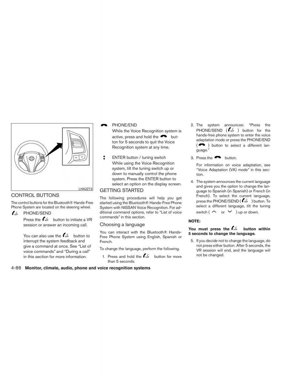 Nissan Altima L33 V 5 owners manual / page 255