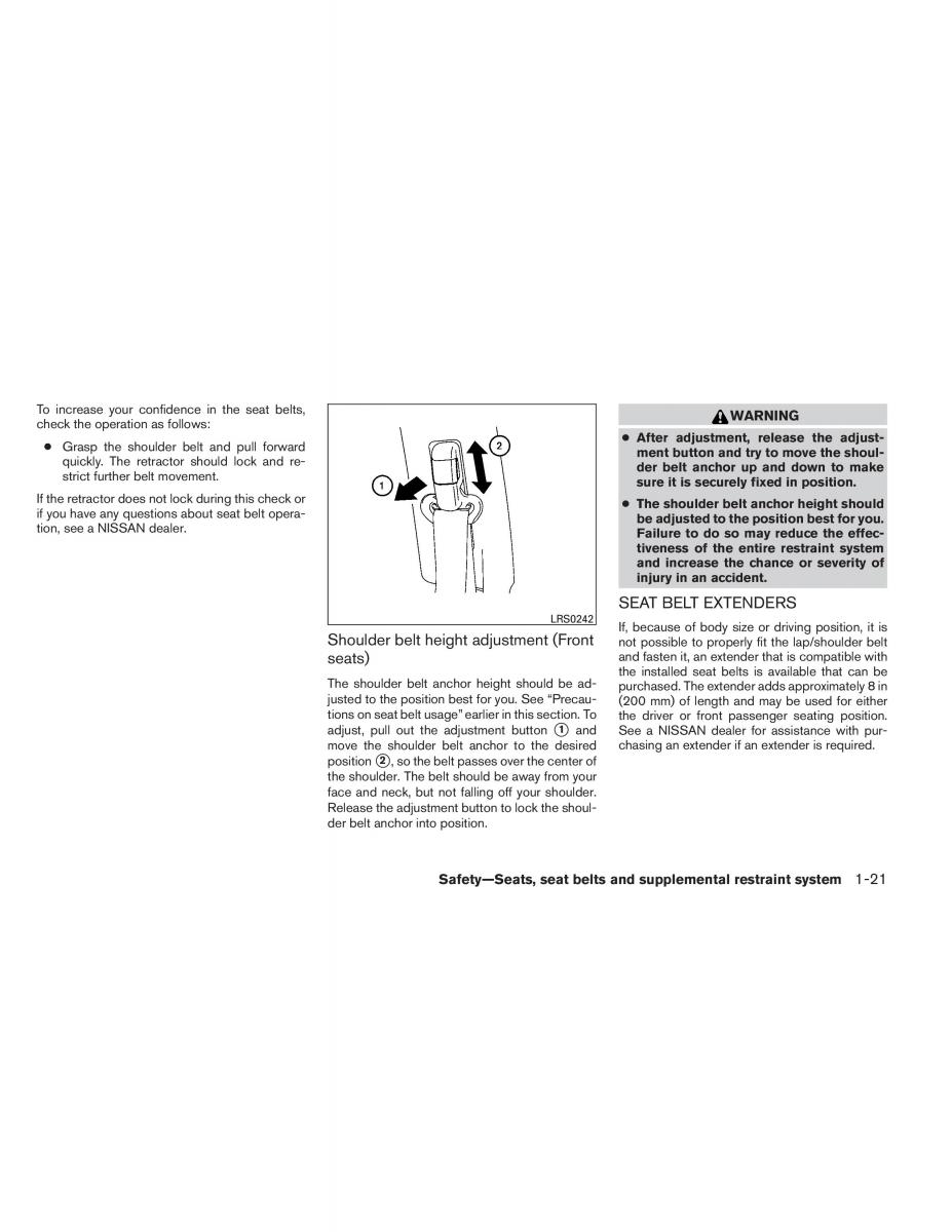 Nissan Altima L33 V 5 owners manual / page 38