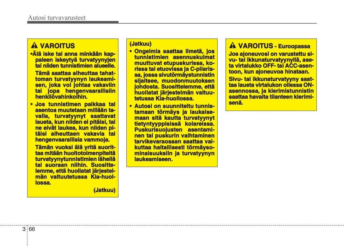 KIA Sportage IV omistajan kasikirja / page 85