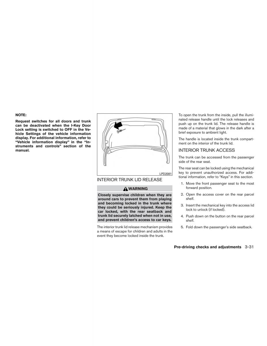 Nissan Altima L33 FL V 5  owners manual / page 170