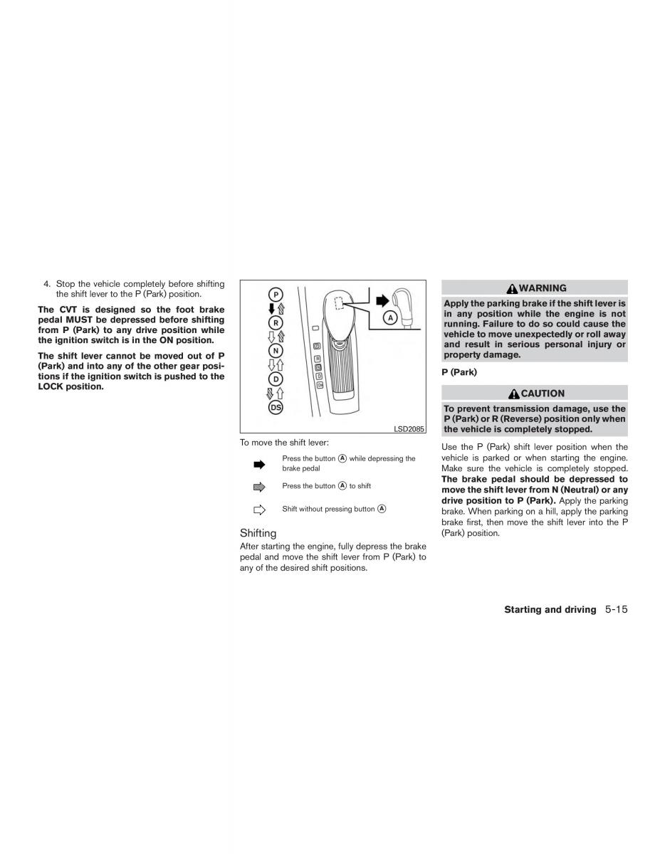 Nissan Altima L33 FL V 5  owners manual / page 304