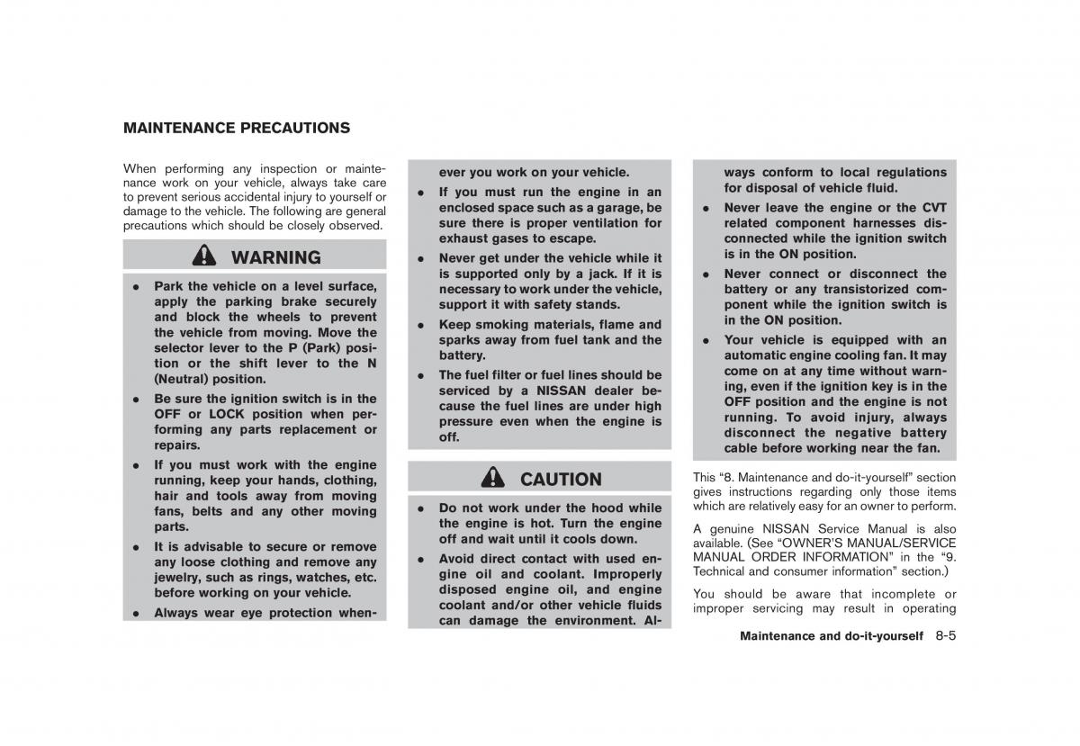 Nissan Cube owners manual / page 263