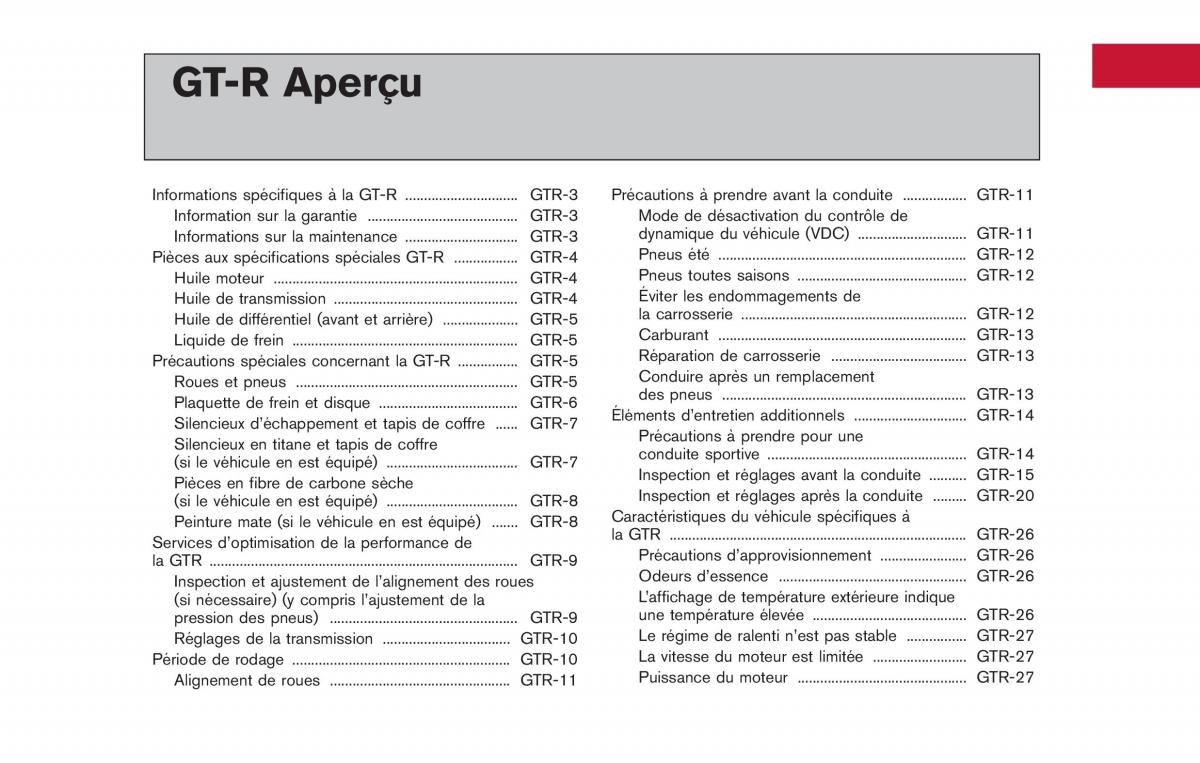 Nissan GT R FL manuel du proprietaire / page 10