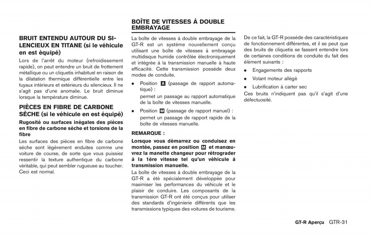 Nissan GT R FL manuel du proprietaire / page 40