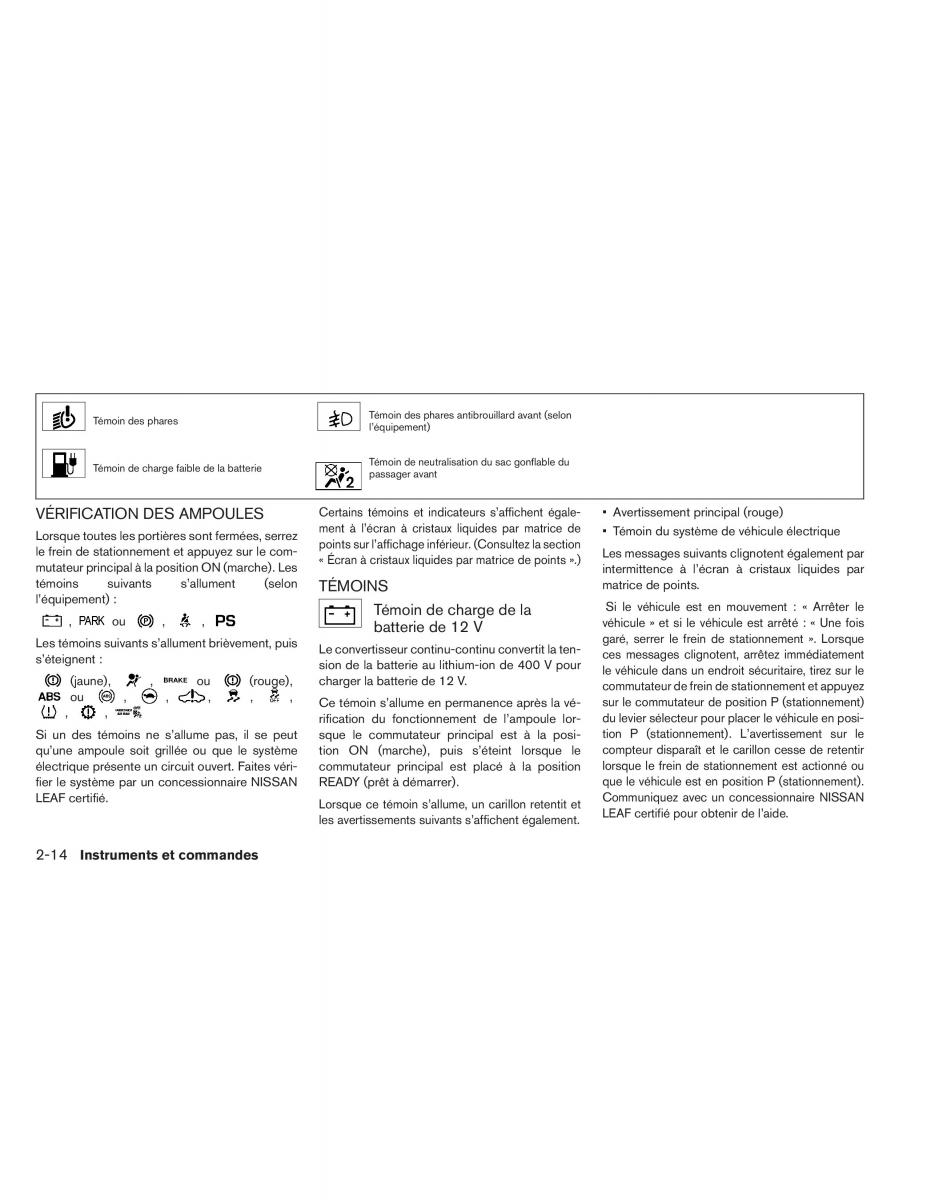Nissan Leaf manuel du proprietaire / page 169
