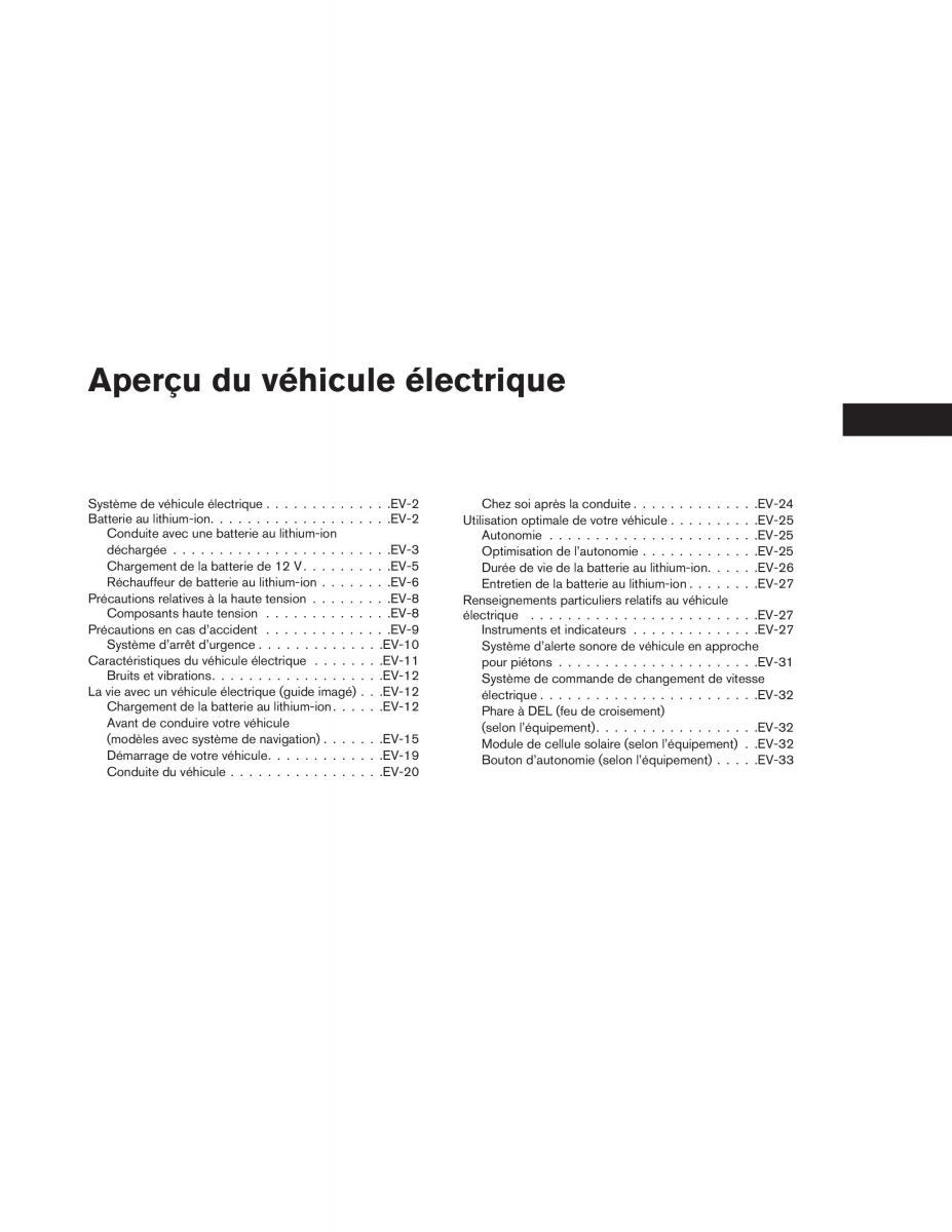 Nissan Leaf manuel du proprietaire / page 20