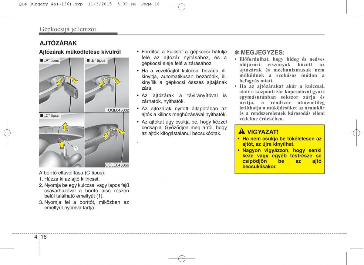 KIA Sportage IV Kezelesi utmutato / page 107