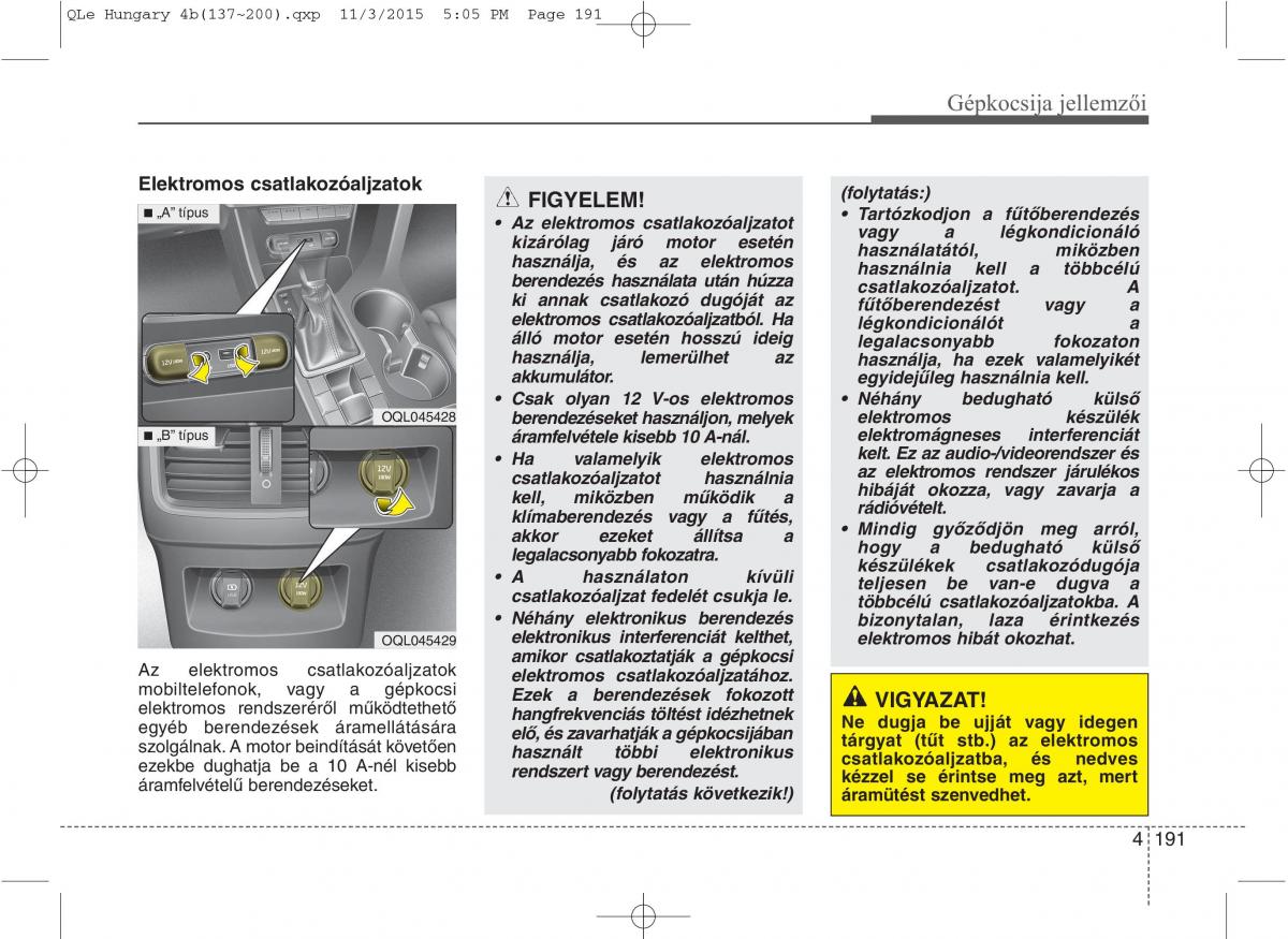 KIA Sportage IV Kezelesi utmutato / page 282