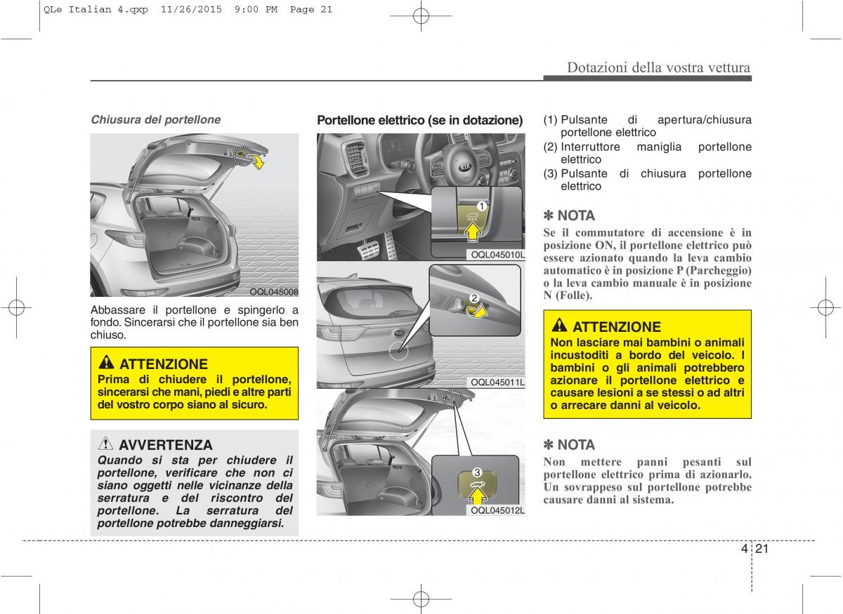 KIA Sportage IV manuale del proprietario / page 112