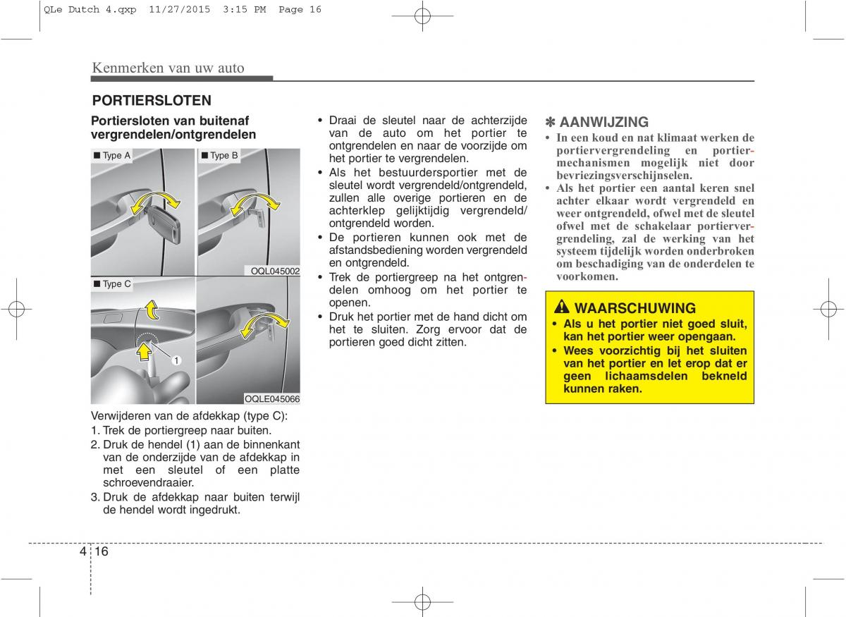 KIA Sportage IV handleiding / page 107