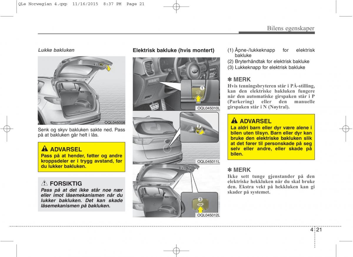 KIA Sportage IV bruksanvisningen / page 106