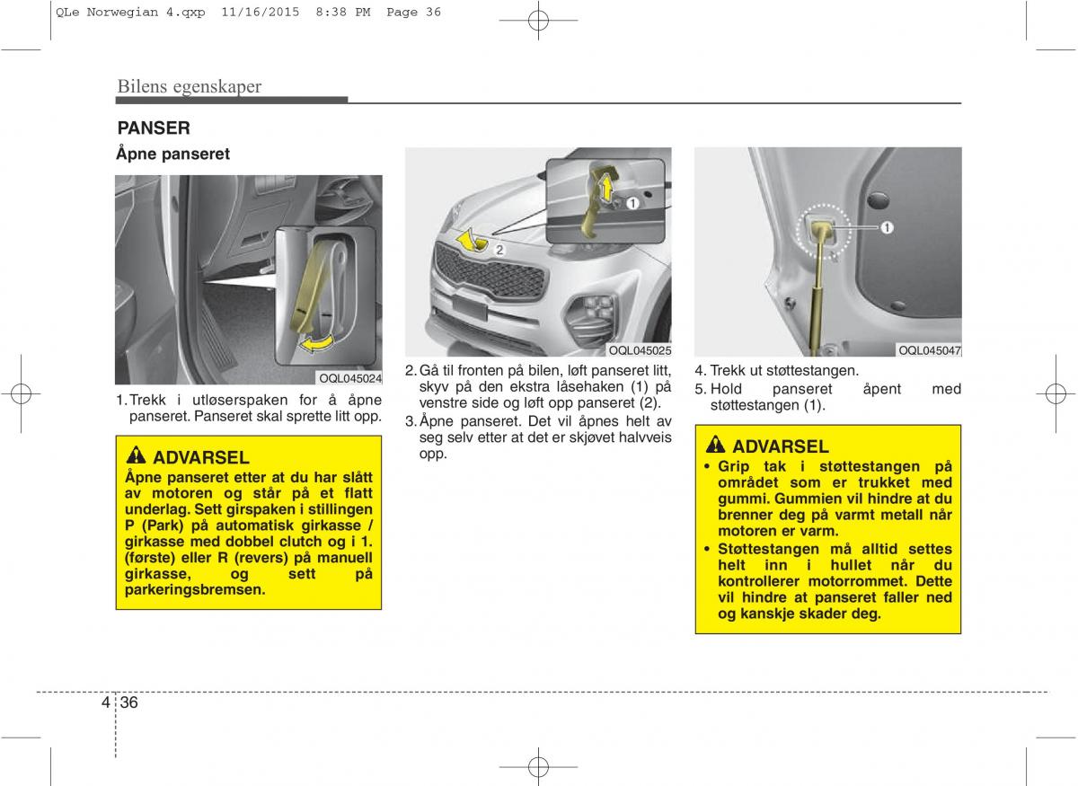 KIA Sportage IV bruksanvisningen / page 121