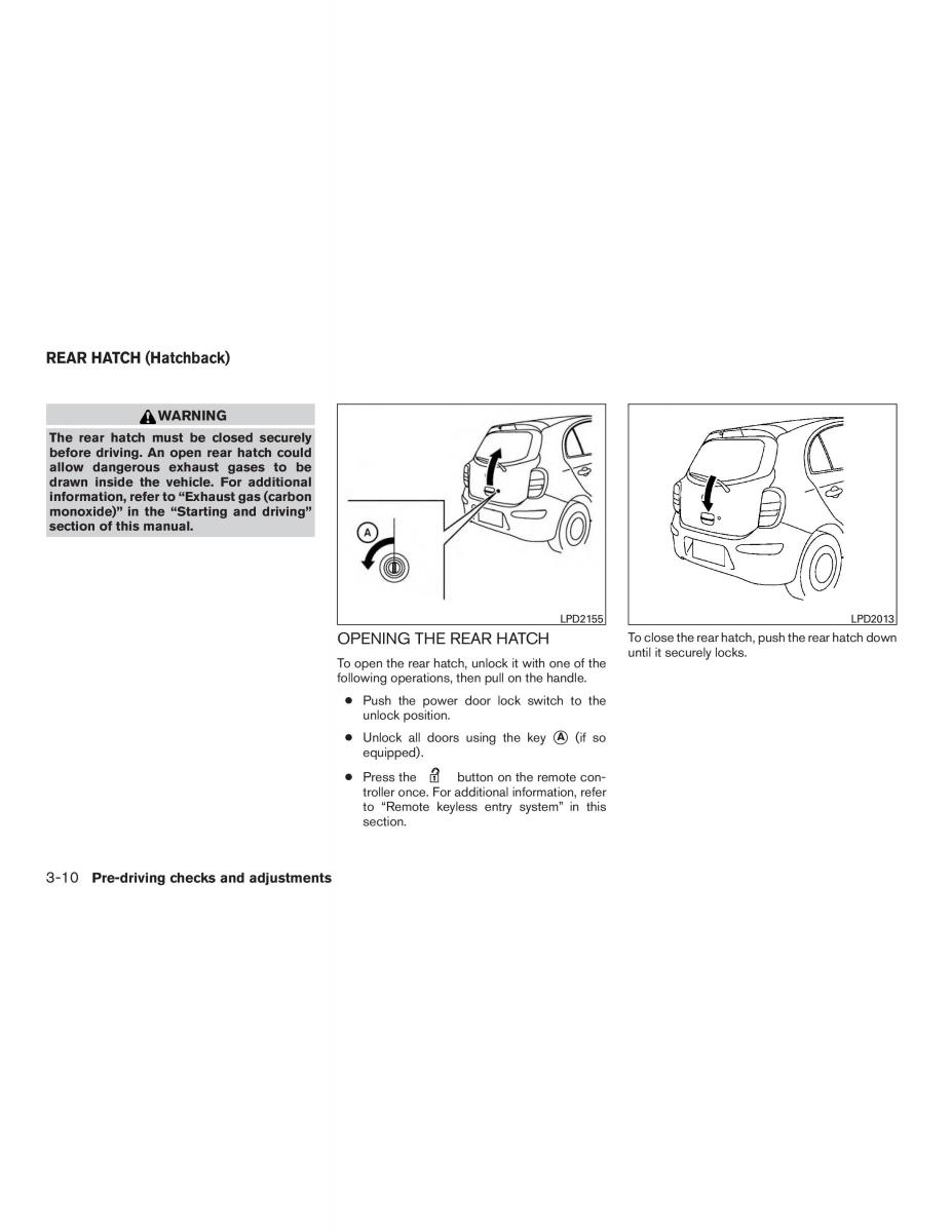 Nissan Micra K13 FL owners manual / page 111