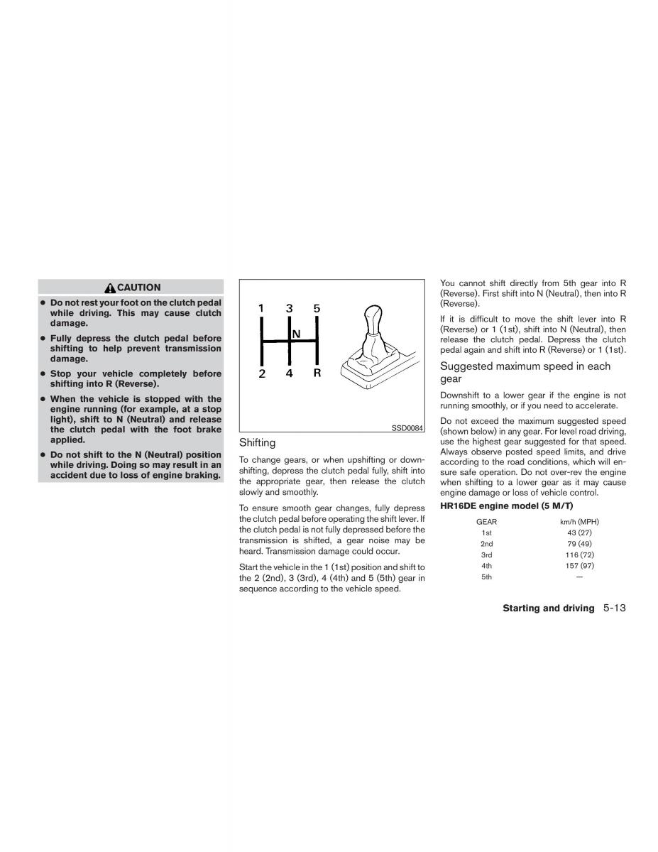 Nissan Micra K13 FL owners manual / page 186