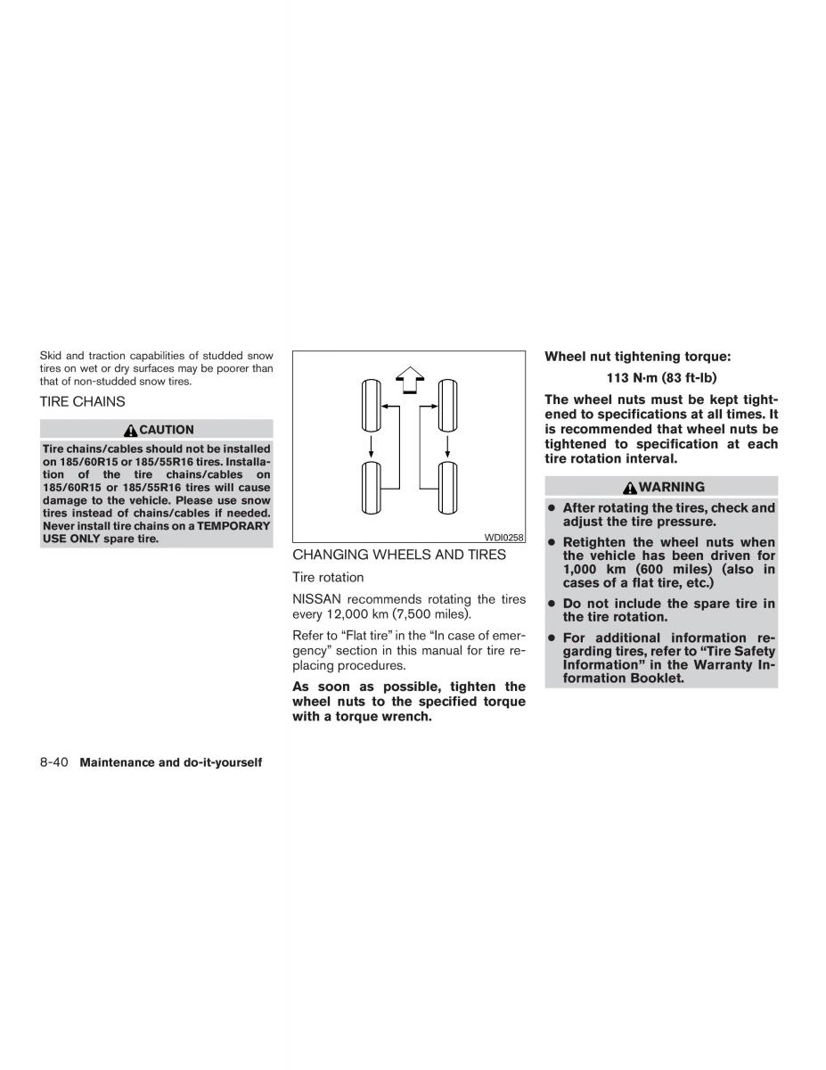 Nissan Micra K13 FL owners manual / page 261