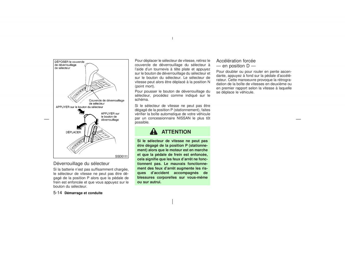 Nissan Pathfinder II 2 R50 manuel du proprietaire / page 173