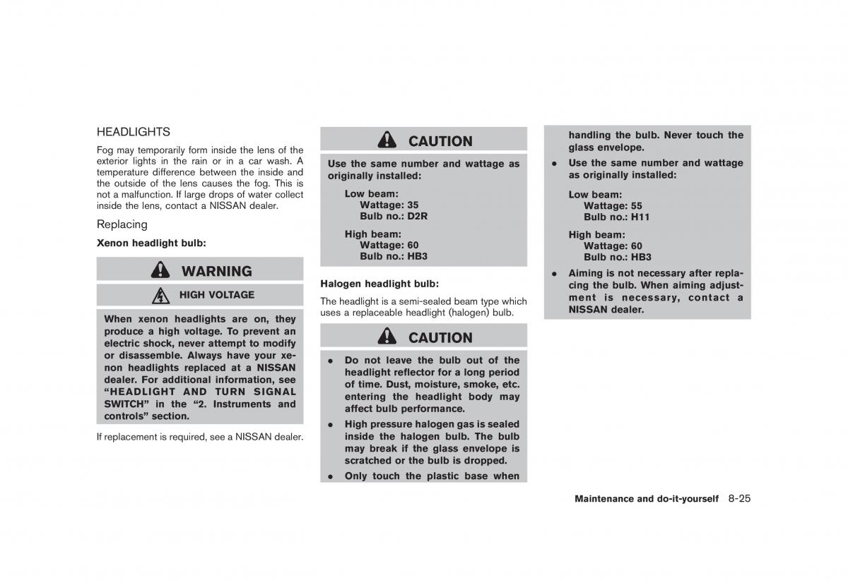 Nissan Rogue I 1 owners manual / page 256