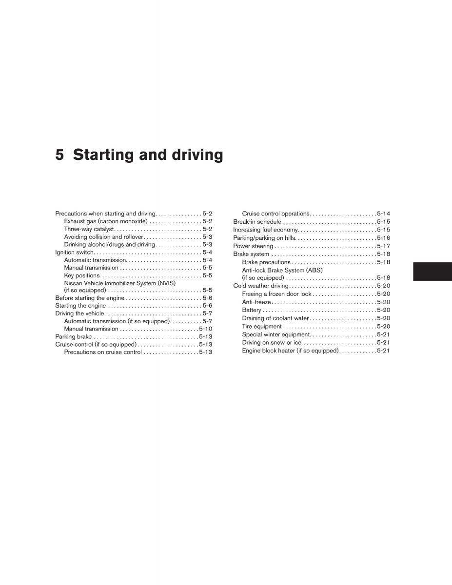 Nissan Sentra V 5 N16 owners manual / page 109