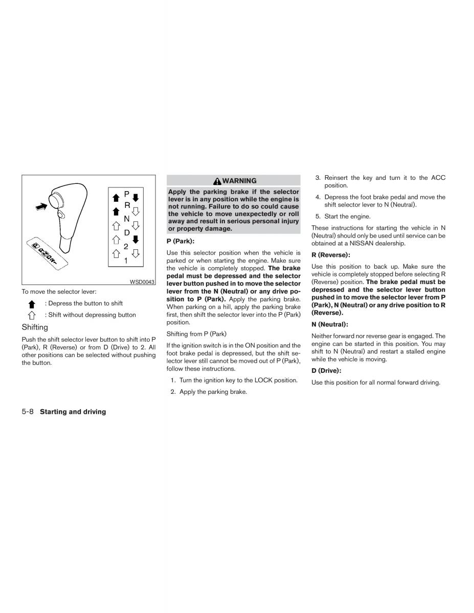 Nissan Sentra V 5 N16 owners manual / page 116