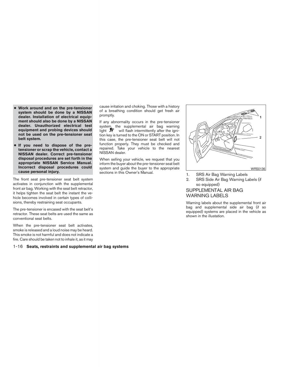 Nissan Sentra V 5 N16 owners manual / page 22