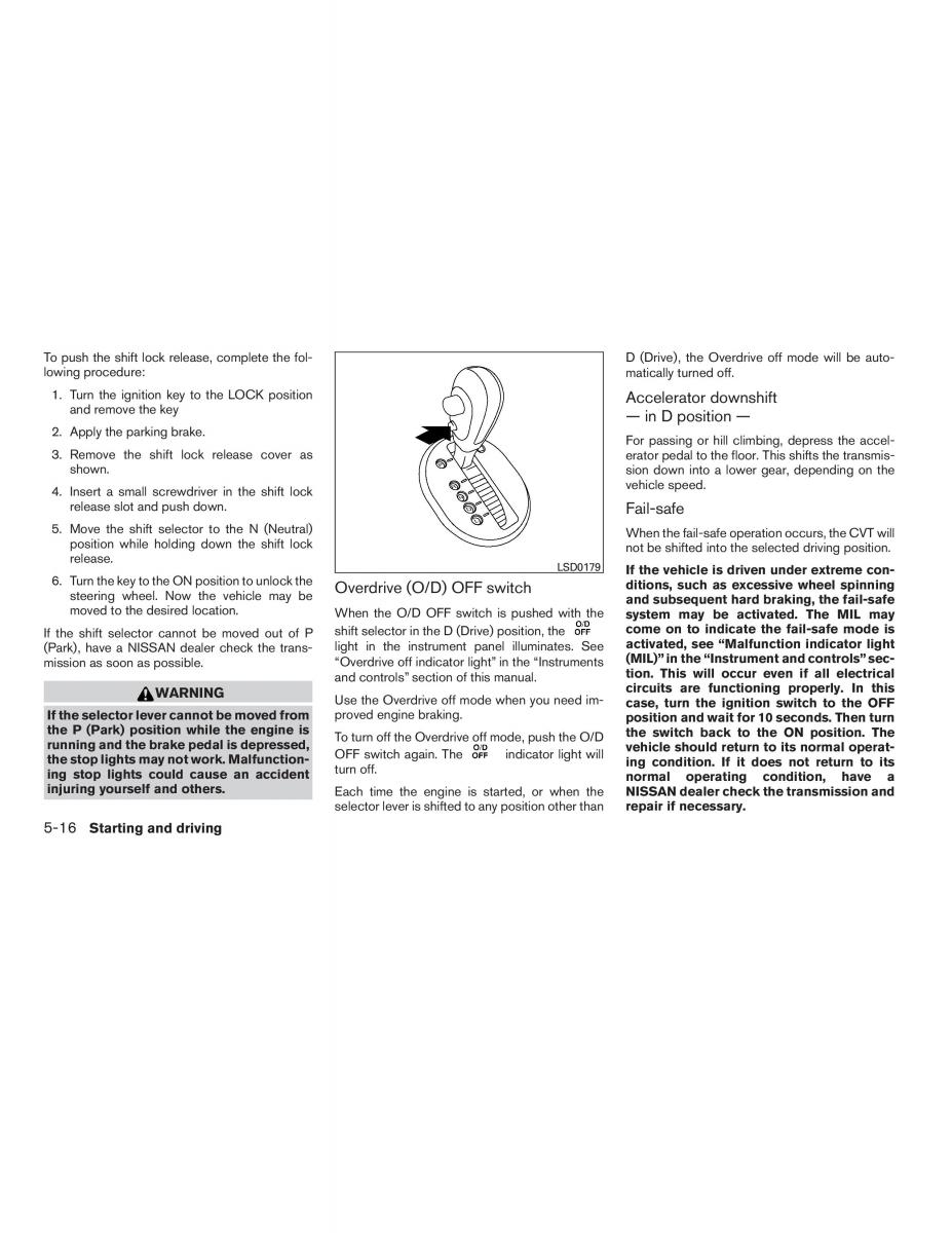 Nissan Sentra VI 6  owners manual / page 212