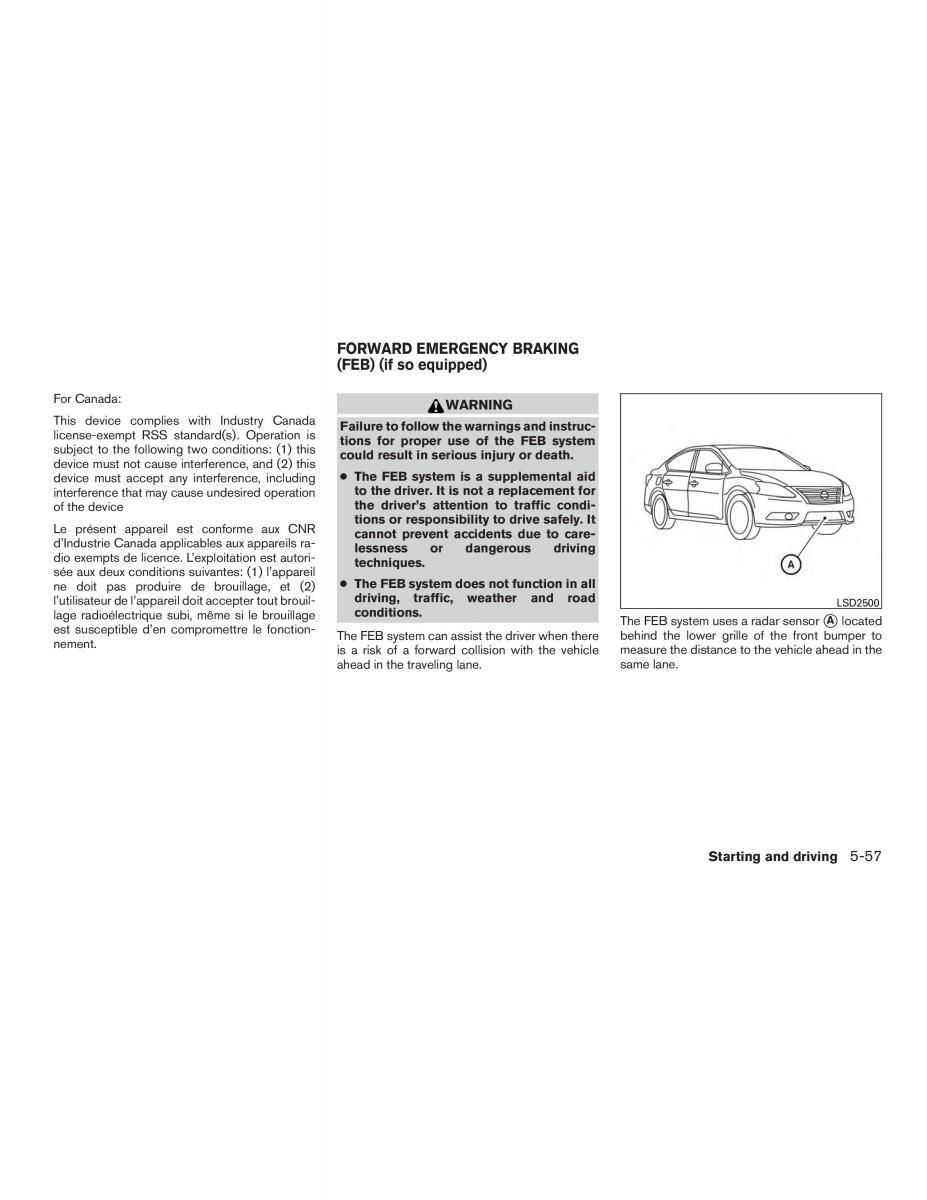 Nissan Sentra VII 7 B17 owners manual / page 342