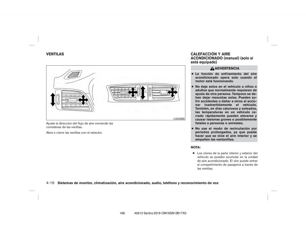 Nissan Sentra VII 7 B17 manual del propietario / page 168