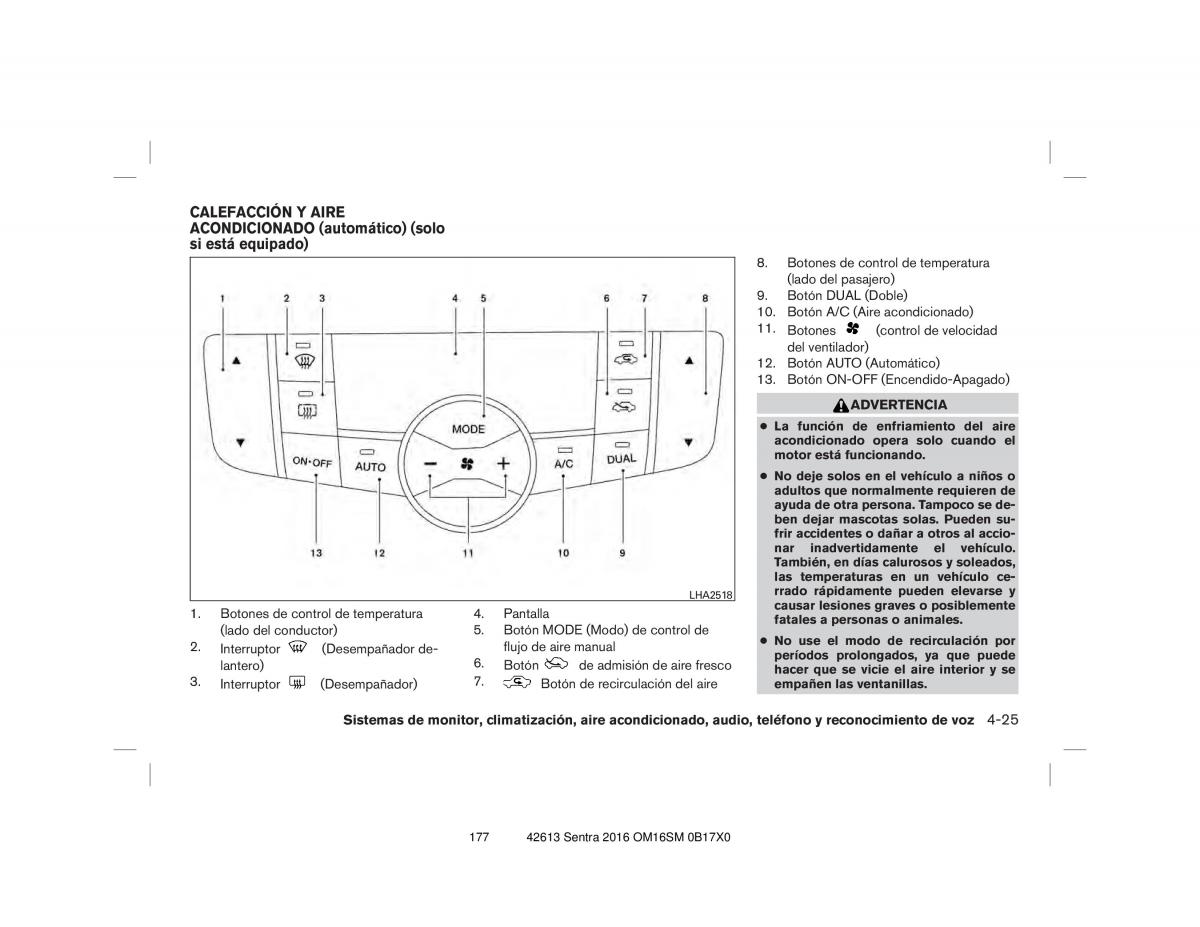 Nissan Sentra VII 7 B17 manual del propietario / page 177