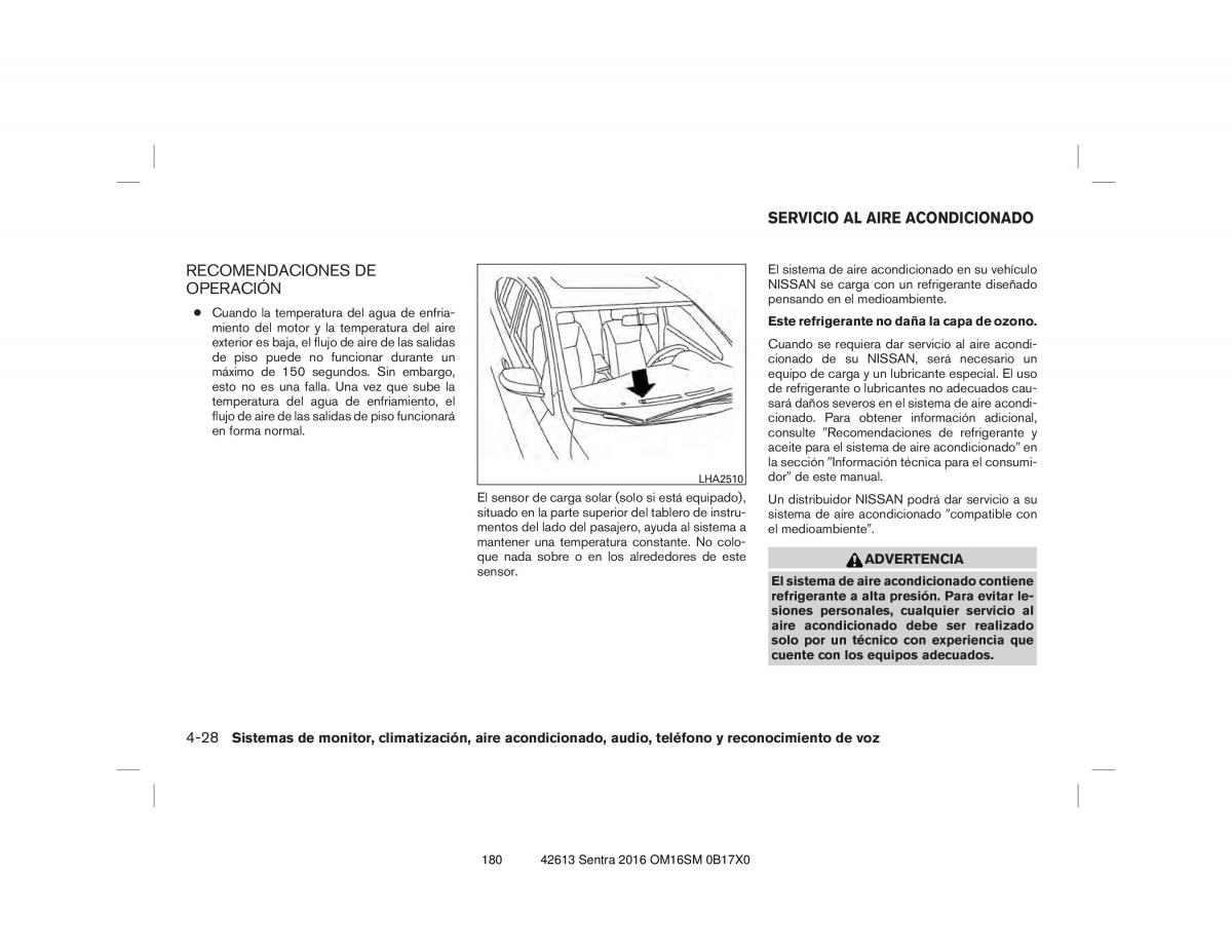 Nissan Sentra VII 7 B17 manual del propietario / page 180