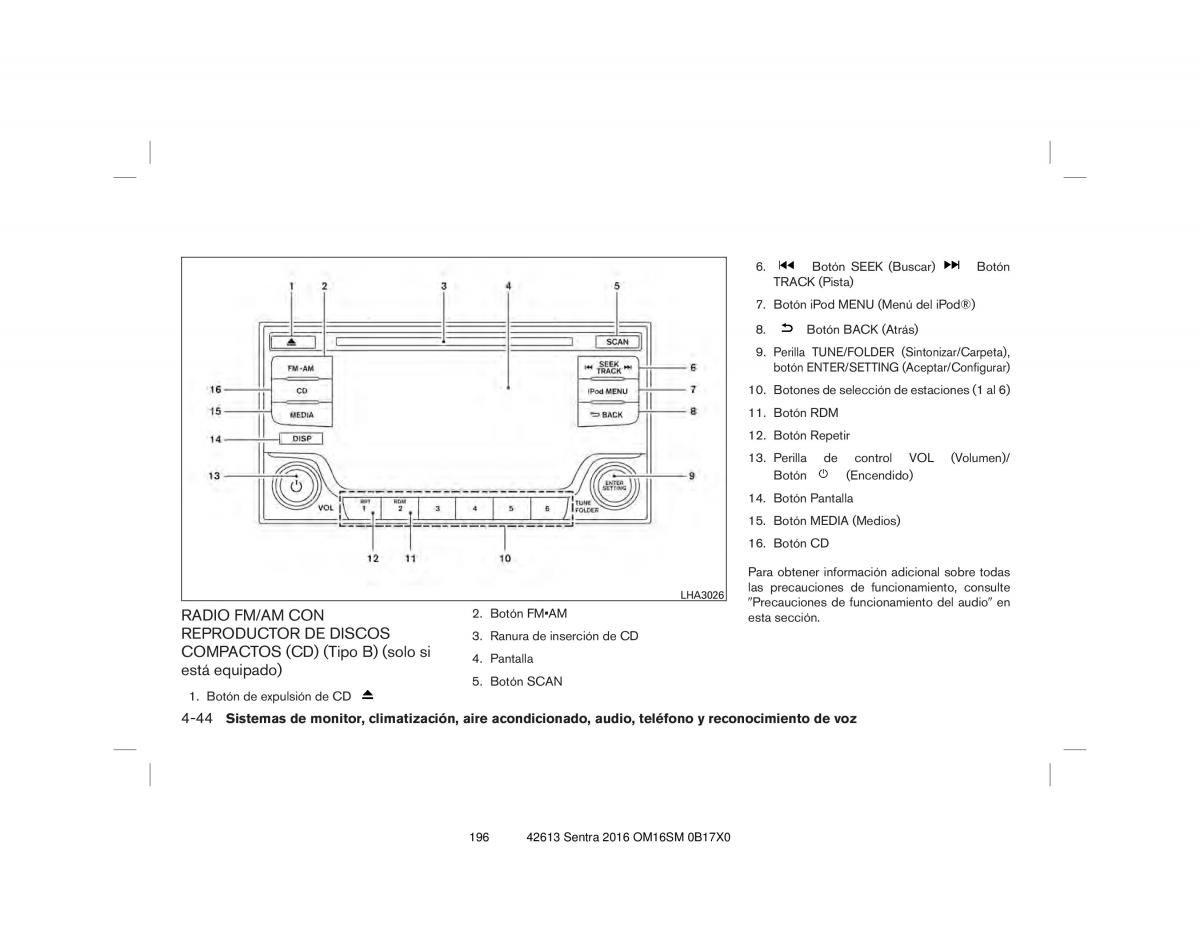 Nissan Sentra VII 7 B17 manual del propietario / page 196