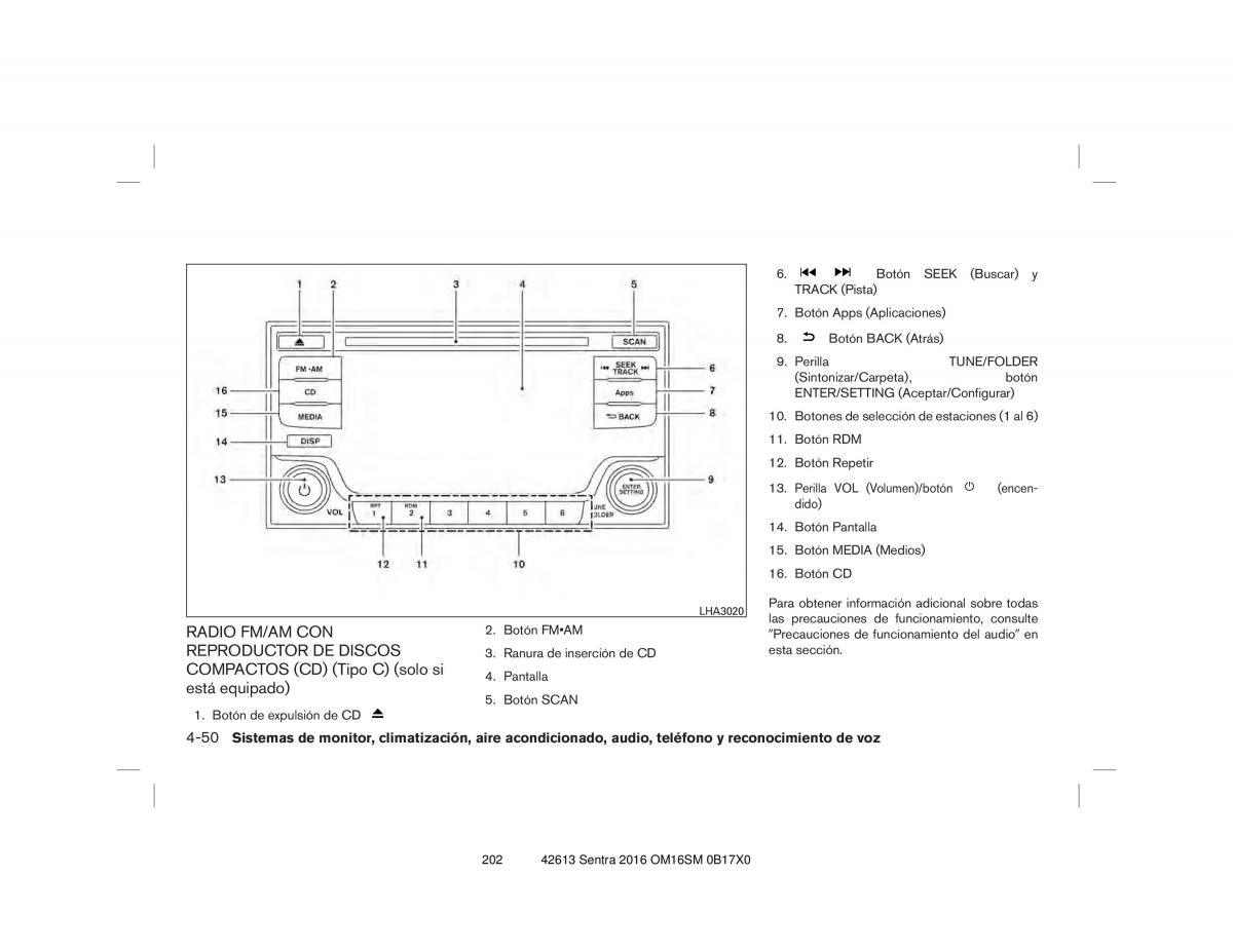 Nissan Sentra VII 7 B17 manual del propietario / page 202