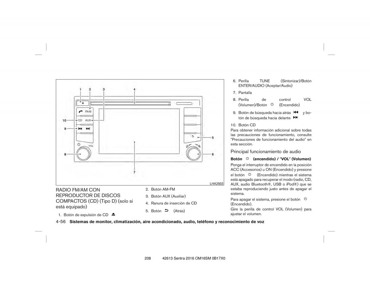 Nissan Sentra VII 7 B17 manual del propietario / page 208