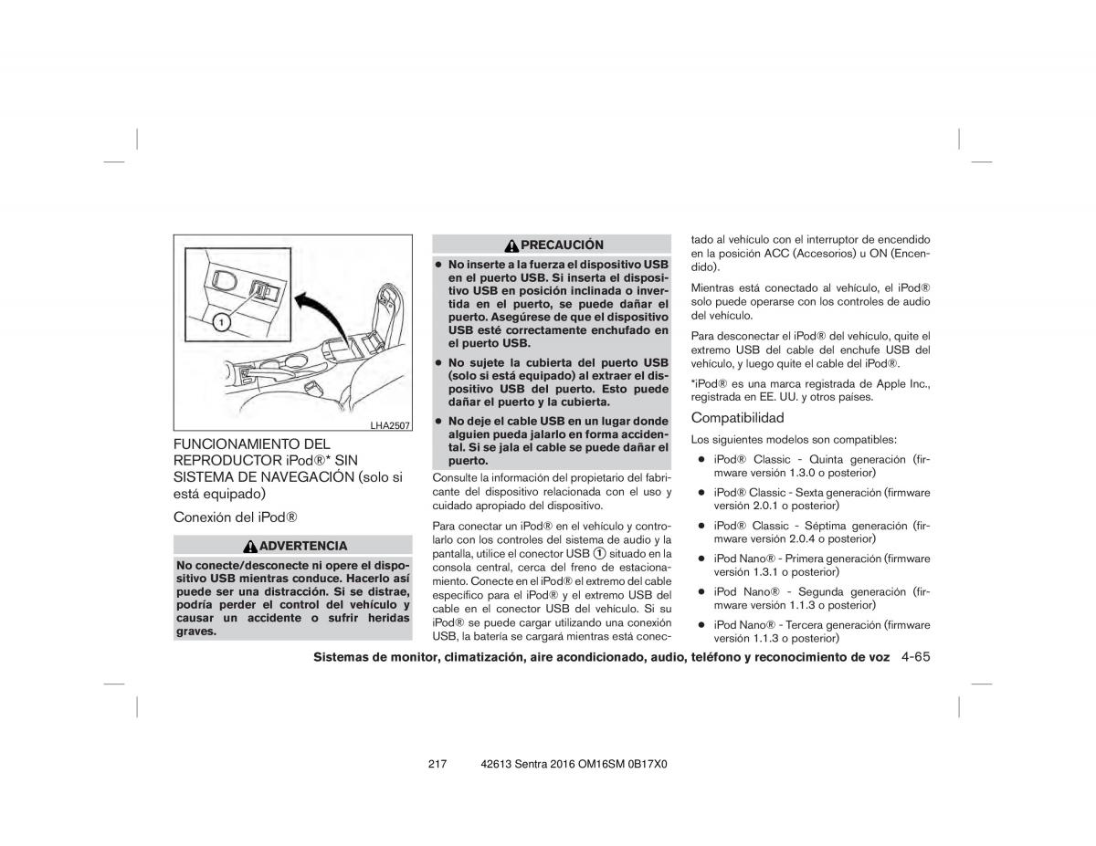 Nissan Sentra VII 7 B17 manual del propietario / page 217