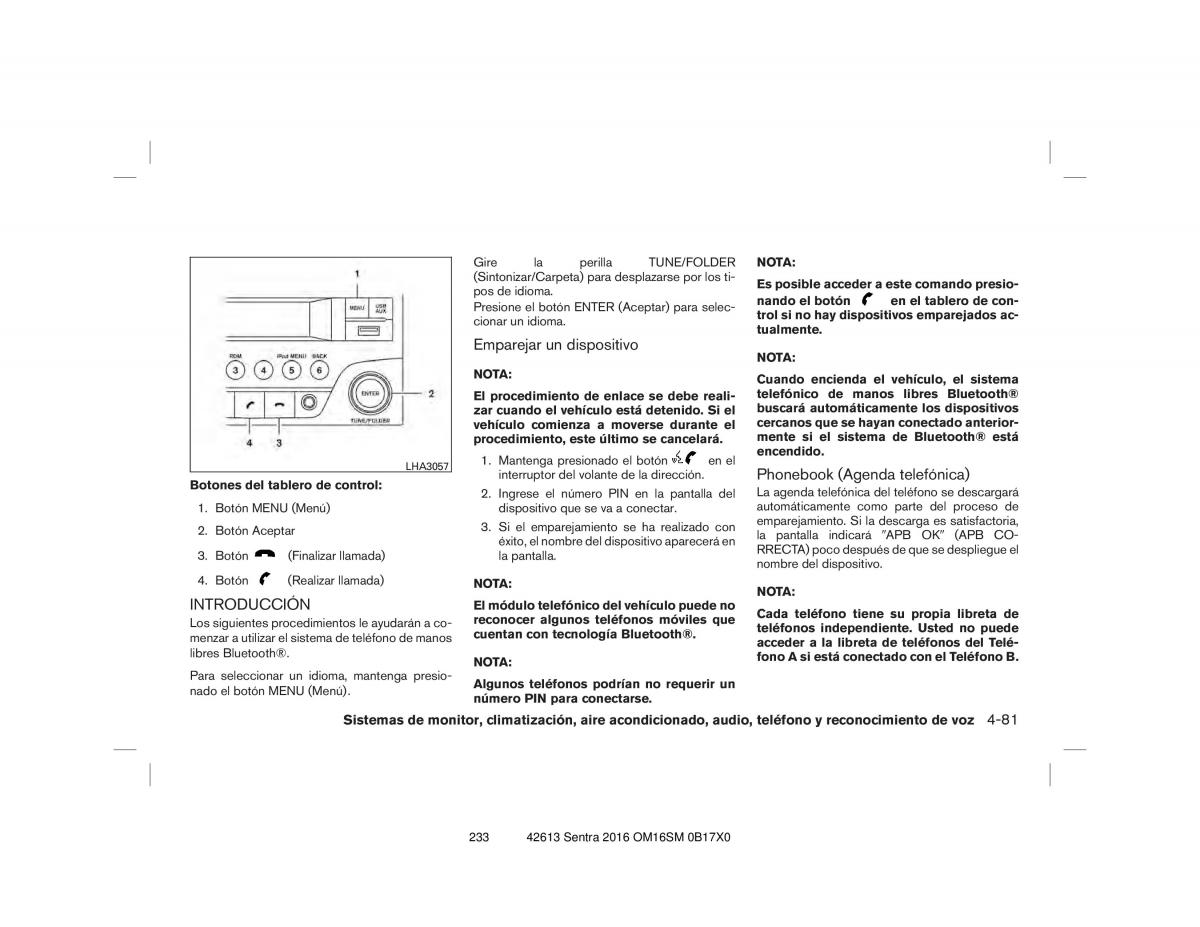 Nissan Sentra VII 7 B17 manual del propietario / page 233