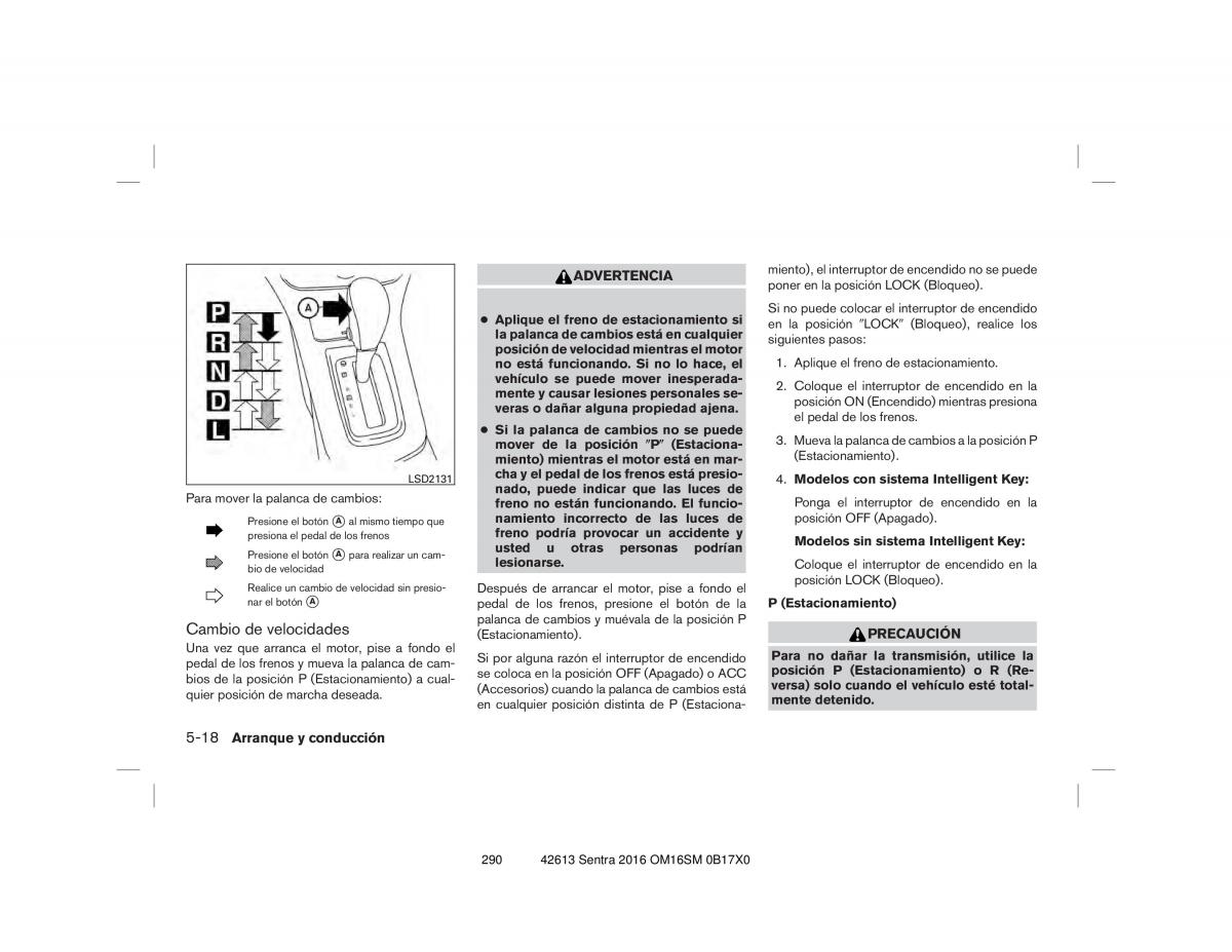 Nissan Sentra VII 7 B17 manual del propietario / page 290