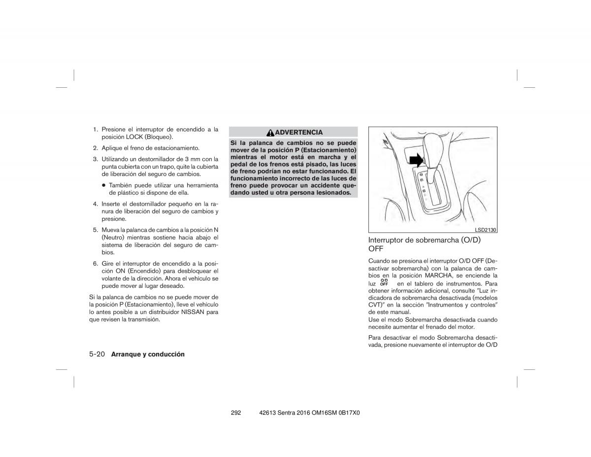 Nissan Sentra VII 7 B17 manual del propietario / page 292