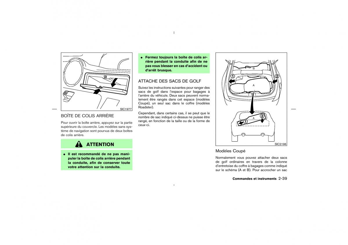 Nissan 350Z Fairlady manuel du proprietaire / page 106