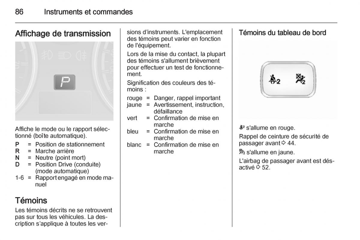 Opel Antara manuel du proprietaire / page 88