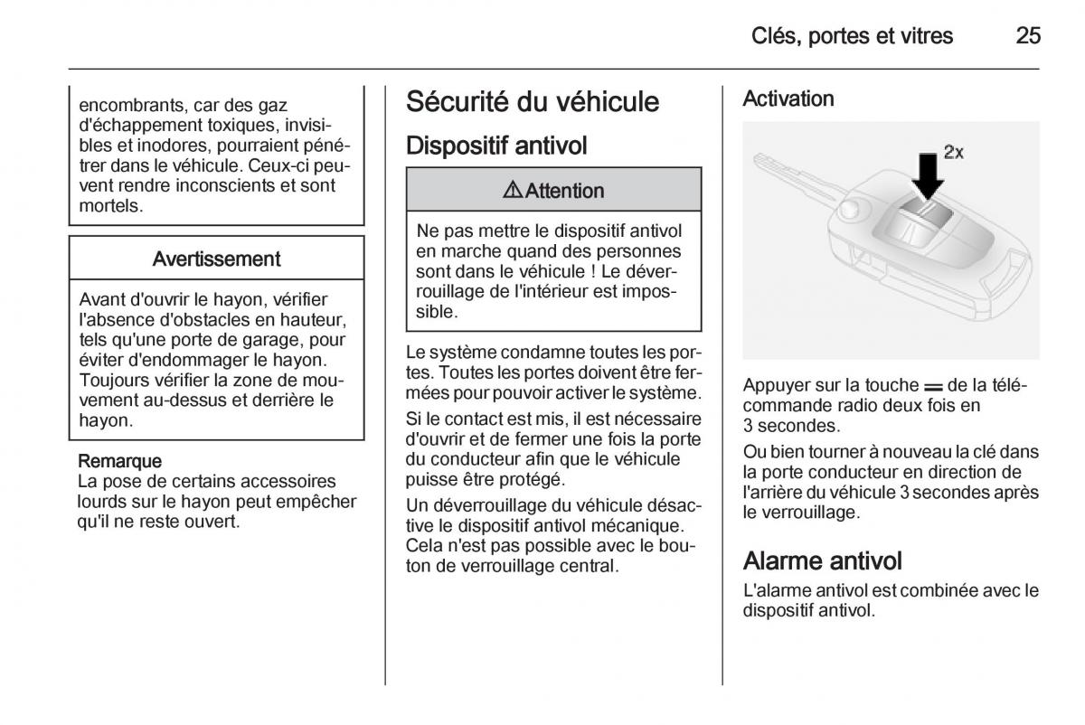 Opel Antara manuel du proprietaire / page 27