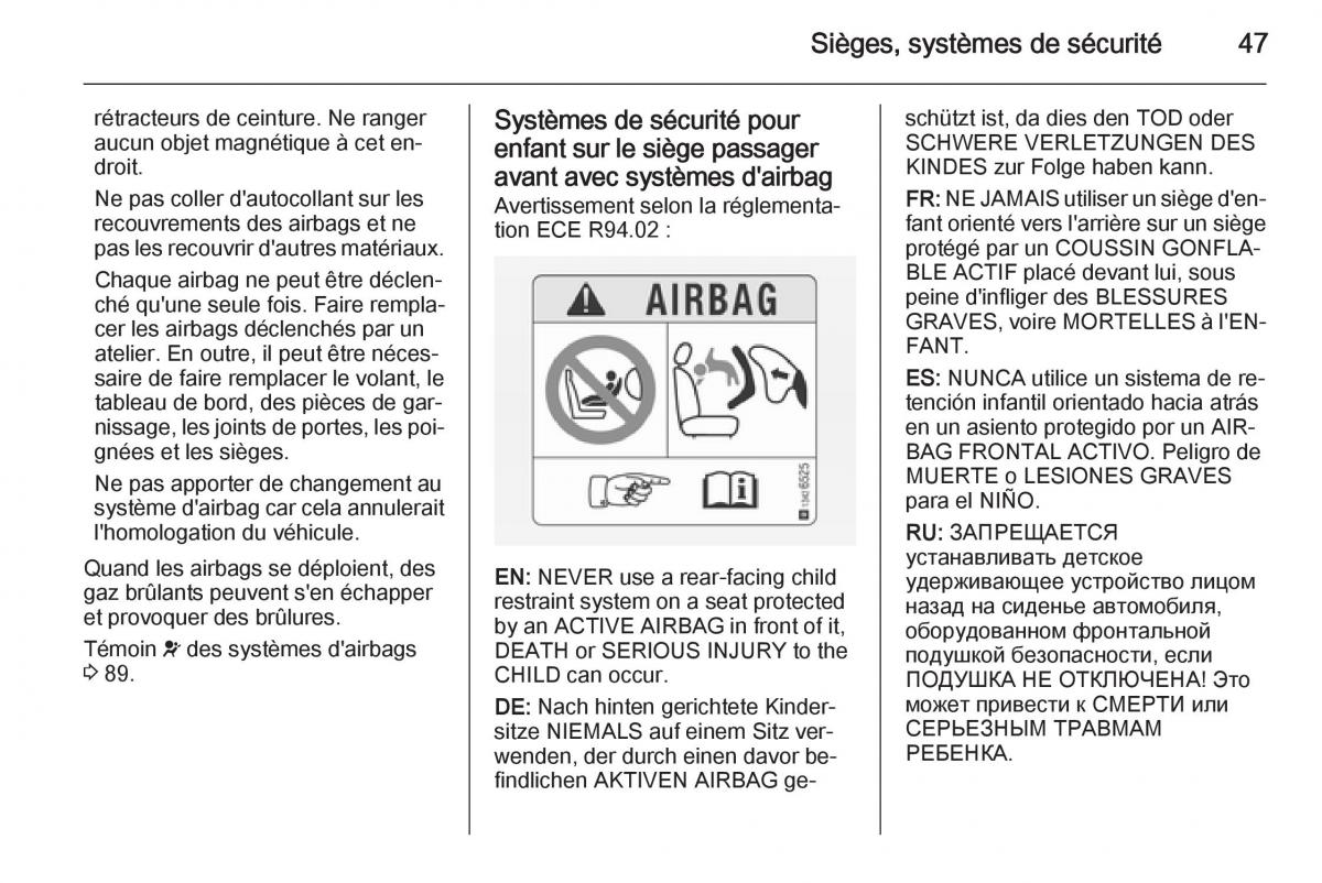 Opel Antara manuel du proprietaire / page 49