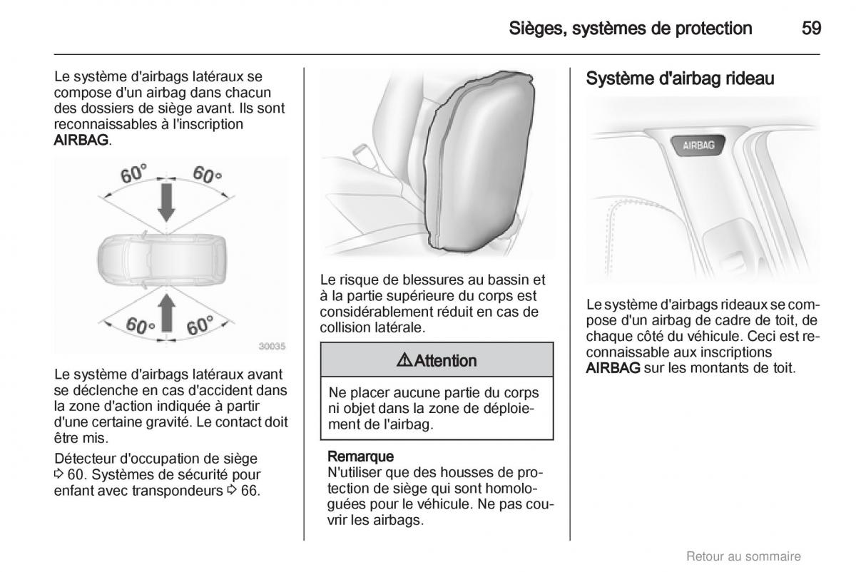 Opel Astra H III 3 manuel du proprietaire / page 59