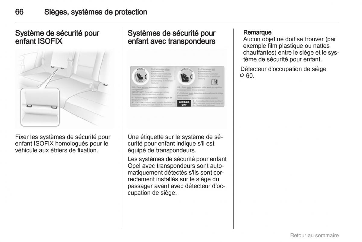 Opel Astra H III 3 manuel du proprietaire / page 66